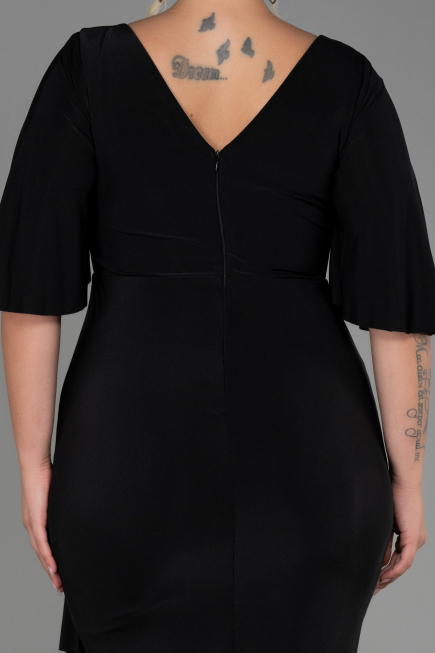 Midi Black Plus Size Evening Dress ABK1801