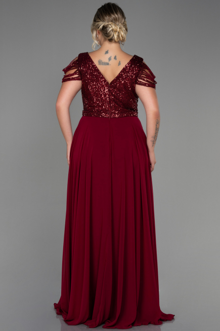 Burgundy Long Plus Size Evening Dress ABU828