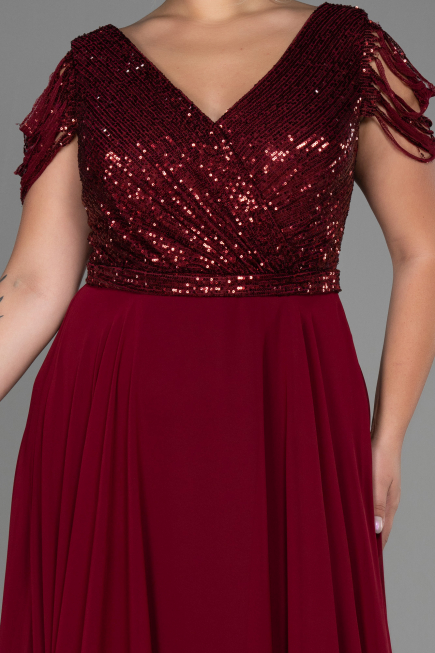 Burgundy Long Plus Size Evening Dress ABU828
