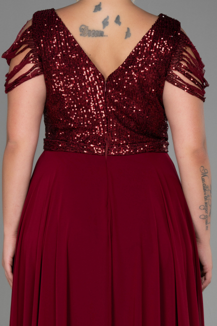 Burgundy Long Plus Size Evening Dress ABU828