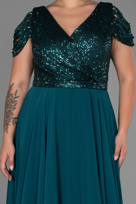 Emerald Green Long Plus Size Evening Dress ABU828
