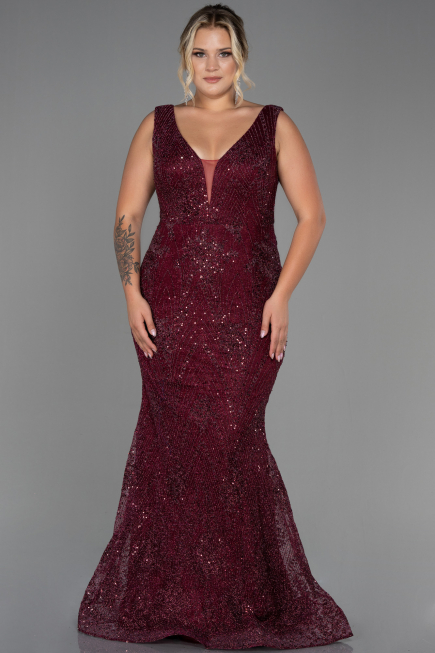 Long Burgundy Plus Size Evening Dress ABU3214