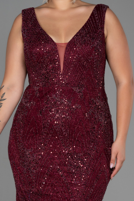 Long Burgundy Plus Size Evening Dress ABU3214