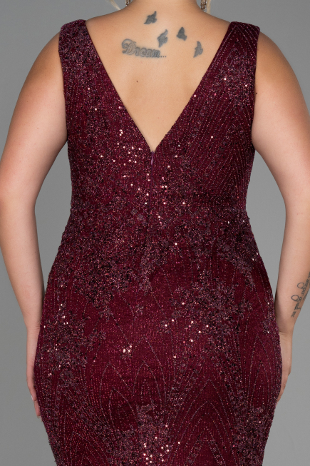 Long Burgundy Plus Size Evening Dress ABU3214