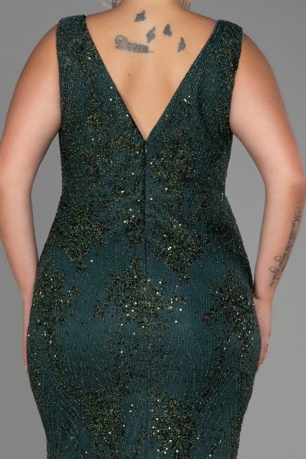Long Emerald Green Plus Size Evening Dress ABU3214