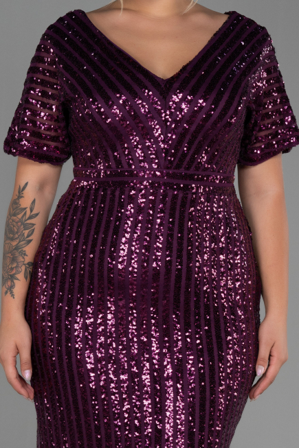 Plum Short Plus Size Evening Dress ABK686