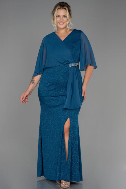 Oil Green Long Plus Size Evening Dress ABU2857