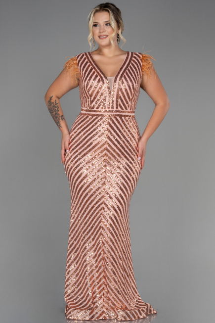 Salmon Long Evening Dress ABU1044