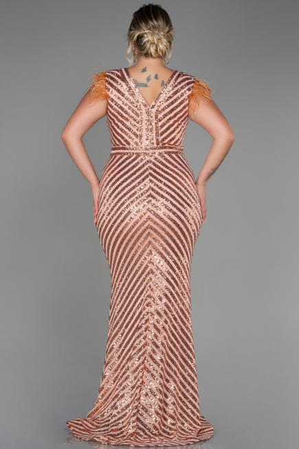 Salmon Long Evening Dress ABU1044