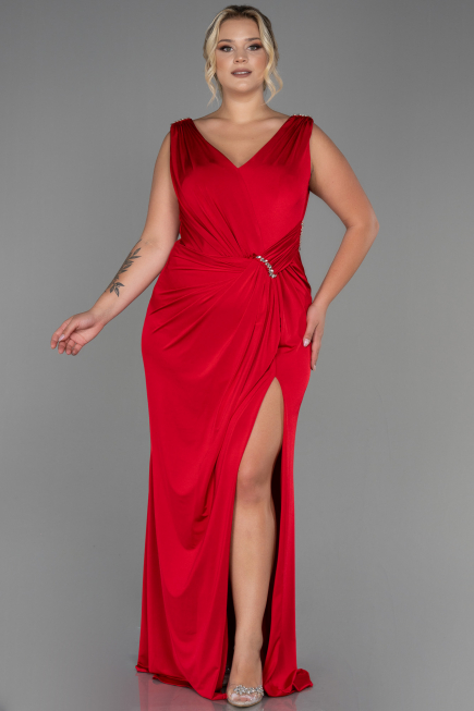 Red Long Plus Size Evening Dress ABU2931