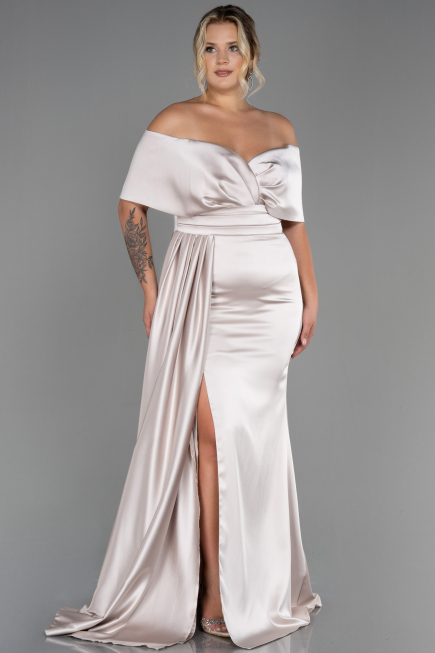 Mink Long Satin Plus Size Evening Dress ABU2873