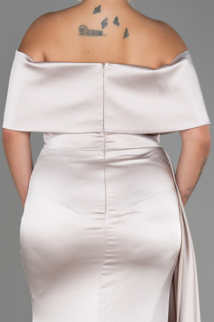 Mink Long Satin Plus Size Evening Dress ABU2873