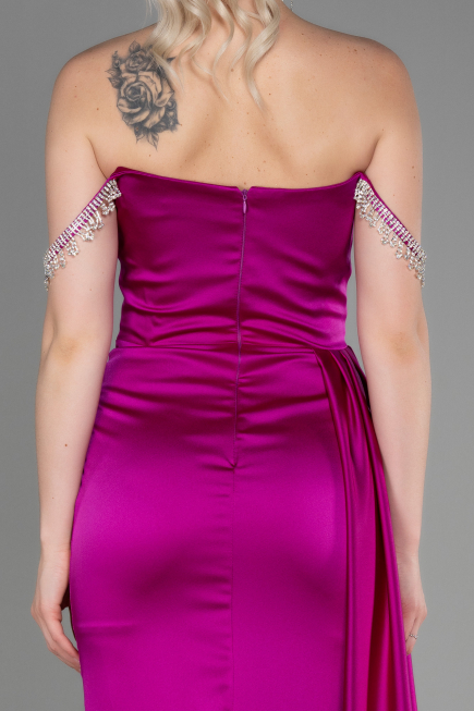 Fuchsia Long Satin Evening Dress ABU2618