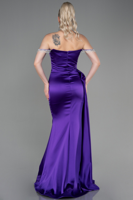 Purple Long Satin Evening Dress ABU2618