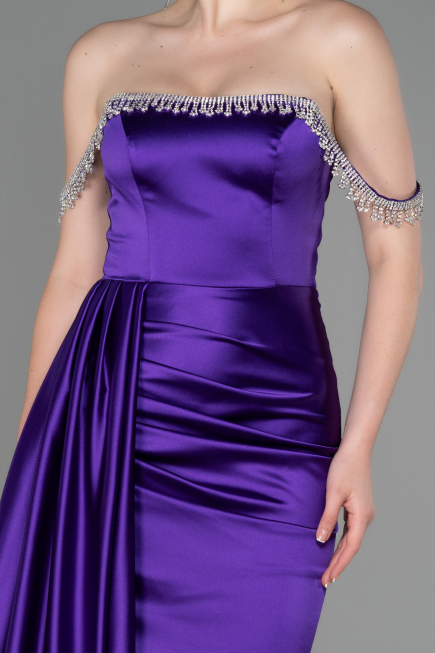 Purple Long Satin Evening Dress ABU2618