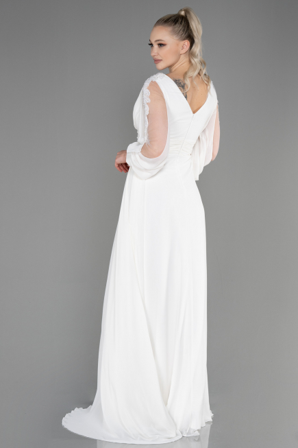 Long White Chiffon Evening Dress ABU3220
