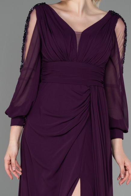 Long Purple Chiffon Evening Dress ABU3220