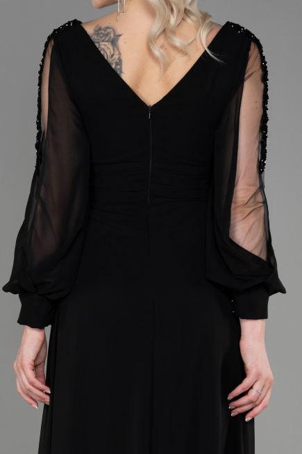 Long Black Chiffon Evening Dress ABU3220