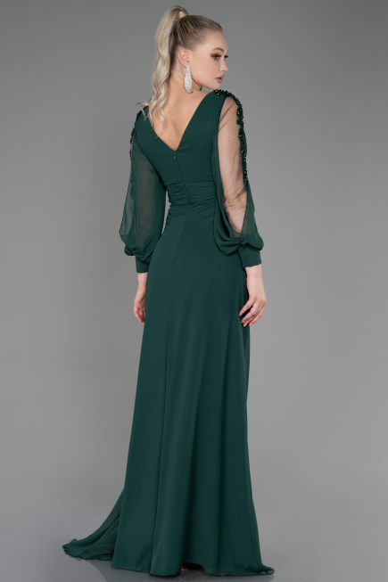 Long Emerald Green Chiffon Evening Dress ABU3220