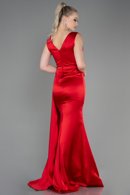Long Red Satin Evening Dress ABU3235