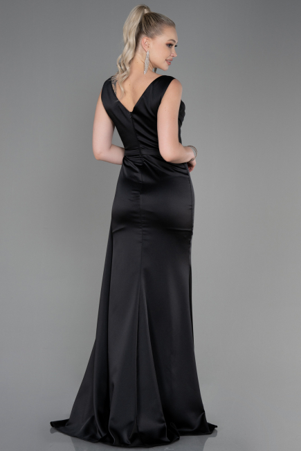 Long Black Satin Evening Dress ABU3235