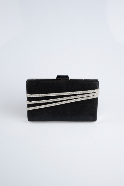Black-Silver Plaster Fabric Night Bag SH819