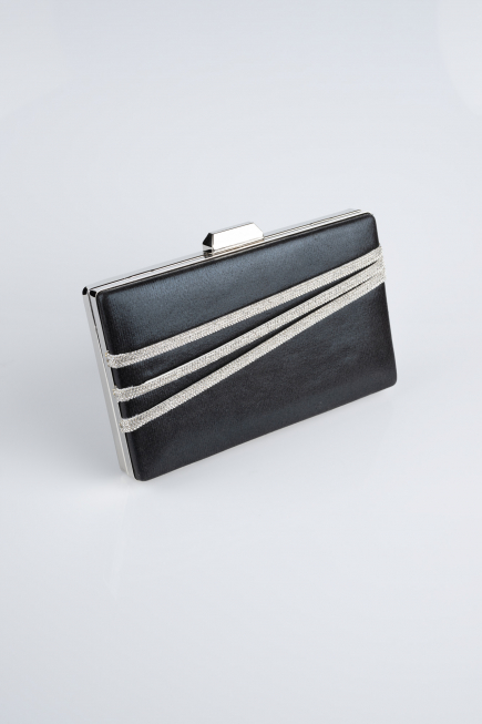 Black-Silver Plaster Fabric Night Bag SH819