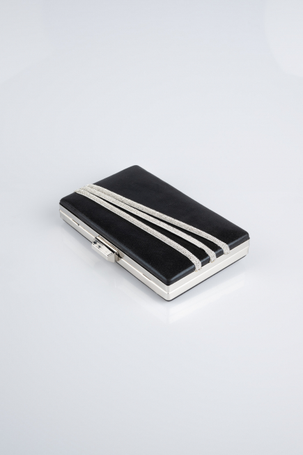 Black-Silver Plaster Fabric Night Bag SH819