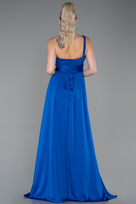 Long Sax Blue Chiffon Prom Gown ABU3204