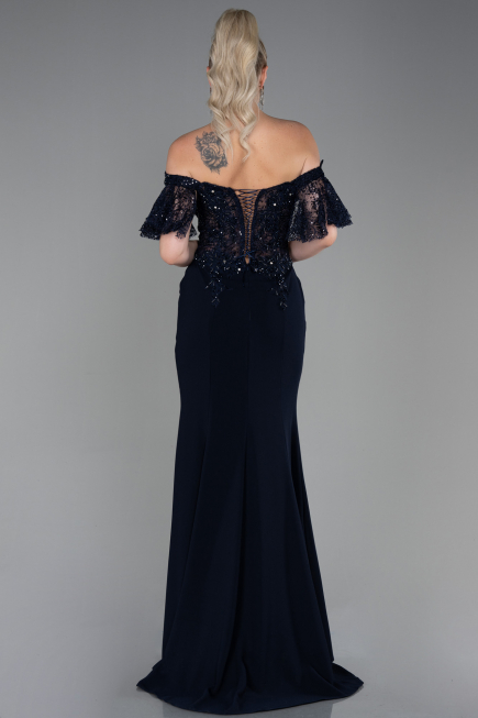 Long Navy Blue Dantelle Mermaid Prom Dress ABU2581