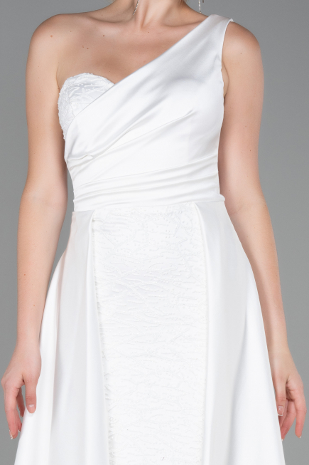Long White Satin Evening Dress ABU2933