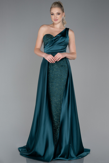 Long Emerald Green Satin Evening Dress ABU2933