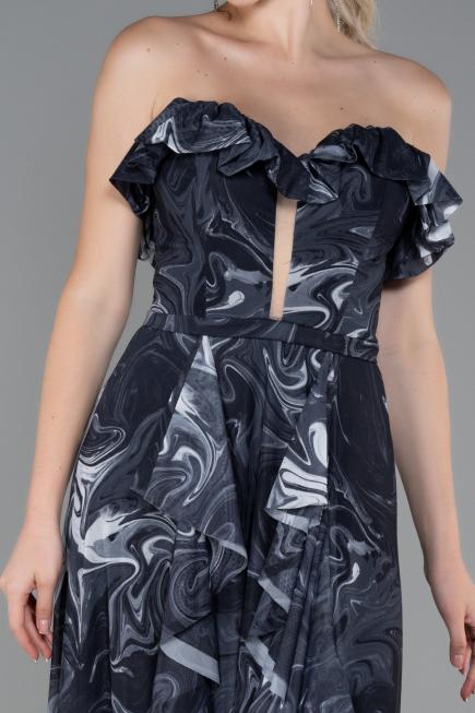 Black-Anthracite Long Prom Gown ABU3086