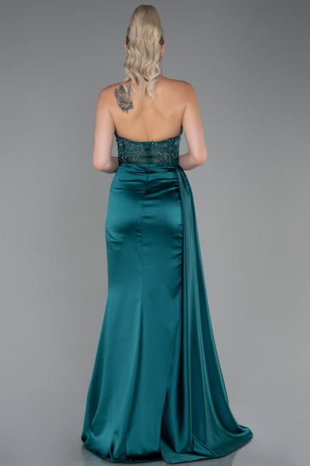 Long Emerald Green Satin Evening Dress ABU2127