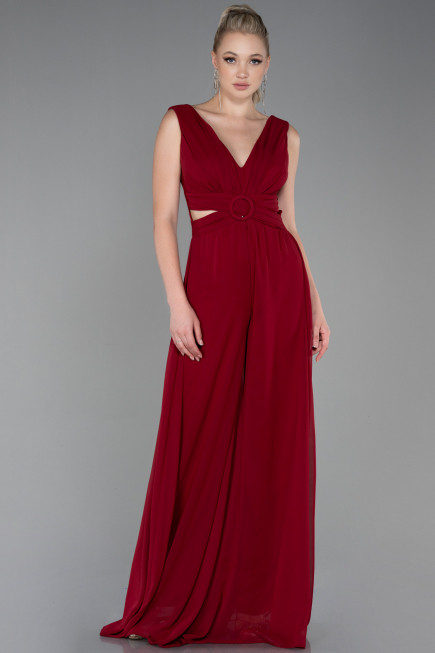 Burgundy Chiffon Invitation Dress ABT075