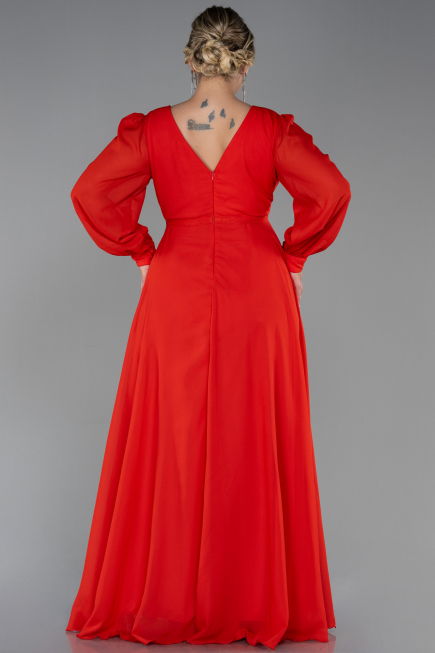 Long Pomegranate Flower Chiffon Plus Size Evening Dress ABU3254