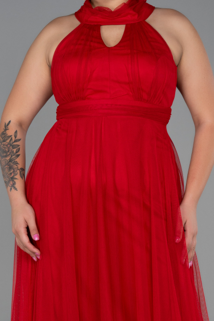 Long Red Plus Size Evening Dress ABU3253