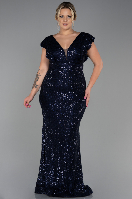 Navy Blue Long Oversized Evening Dress ABU1045
