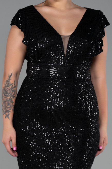 Black Long Oversized Evening Dress ABU1045