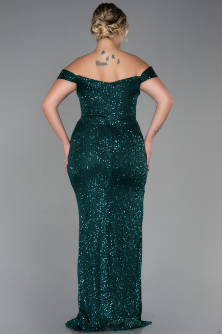 Long Emerald Green Scaly Plus Size Evening Dress ABU3203