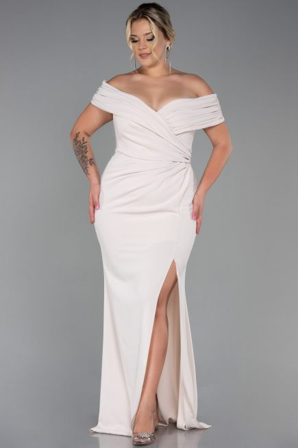 Beige Long Plus Size Evening Dress ABU3172