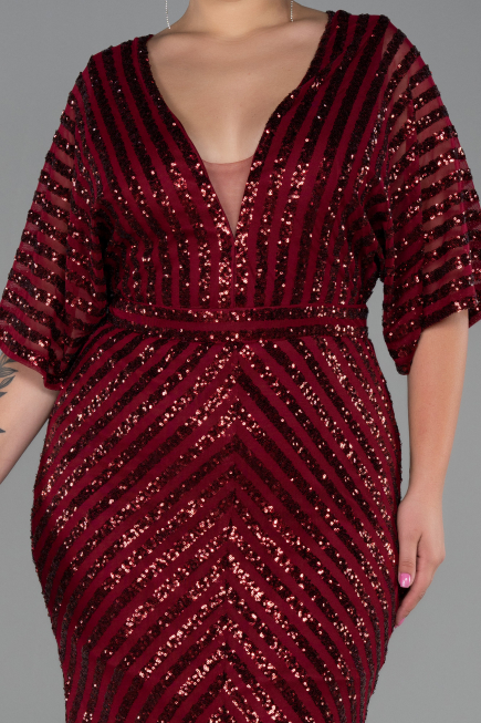 Long Burgundy Plus Size Evening Dress ABU900