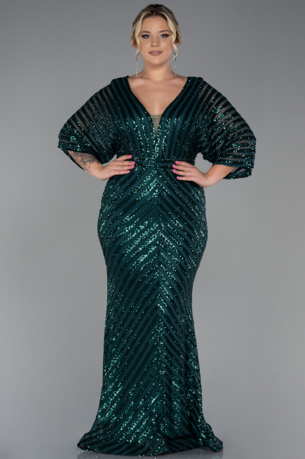 Emerald Green Long Plus Size Evening Dress ABU900