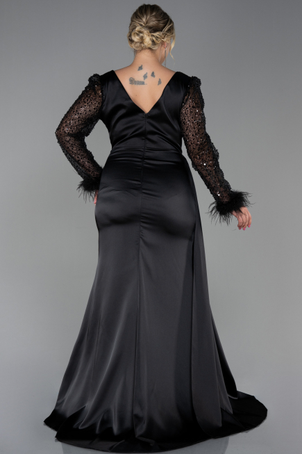 Long Black Plus Size Evening Dress ABU3237