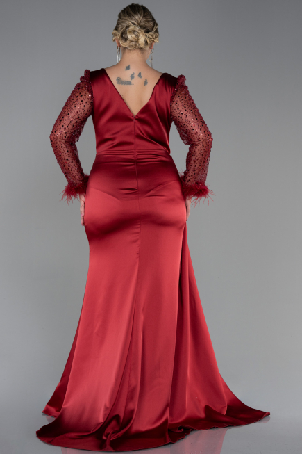 Long Burgundy Plus Size Evening Dress ABU3237
