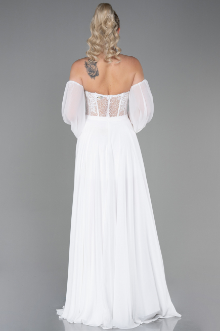 Long White Chiffon Evening Dress ABU3265