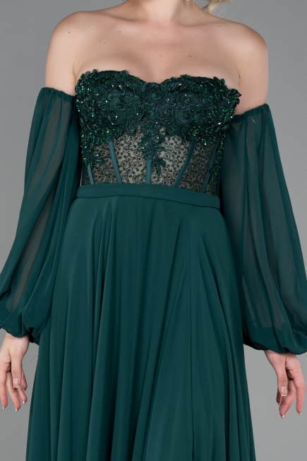 Long Emerald Green Chiffon Evening Dress ABU3265