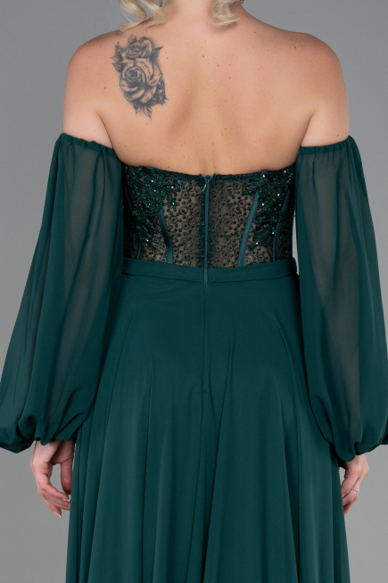 Long Emerald Green Chiffon Evening Dress ABU3265