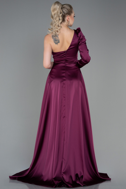 Plum Long Satin Evening Dress ABU1715