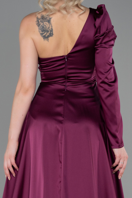 Plum Long Satin Evening Dress ABU1715